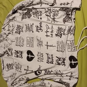 White Hoodie with Black Graphic Text